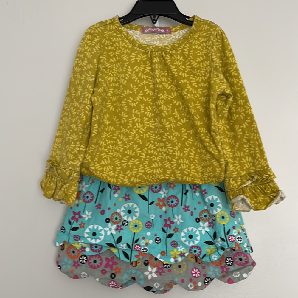 Jelly the Pug Kids Bees Lindsay Skirt & Top Set kids Sz 4